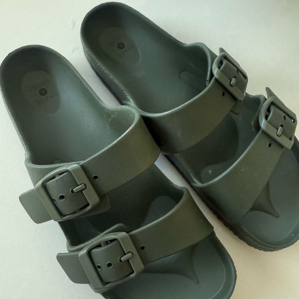 Green Double Strap Sandals